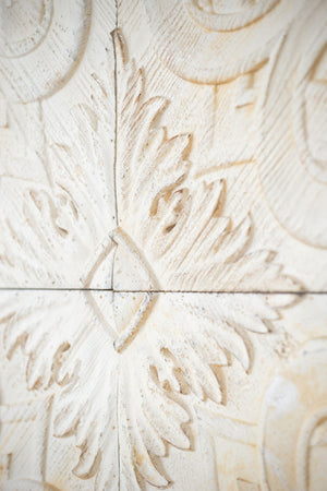 English Elm S/4 Distressed Wooden Square Wall Panels - 100% Fir Wood Whitewash Medallion Set for Farmhouse Charm and Versatile Decor (19.7x8.3x19.7) W2078P205304