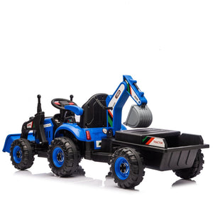 English Elm 24v Kids Electric Tractor with Swappable Construction Attachments and Parent Remote W1578P230011