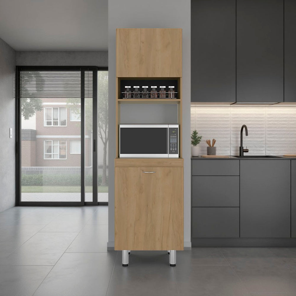 English Elm Austin Freestanding Pantry Cabinet with Appliance Shelf and Dual Enclosed Storage Zones B200P445766