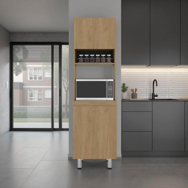 English Elm Austin Freestanding Pantry Cabinet with Appliance Shelf and Dual Enclosed Storage Zones B200P445766