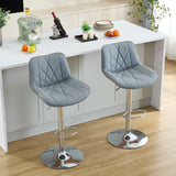 English Elm Counter Height Bar Stools Kitchen Island Barstools Adjustable Swivel Counter Stool Bar Height Island Chairs With Back,Set Of 2,Gray