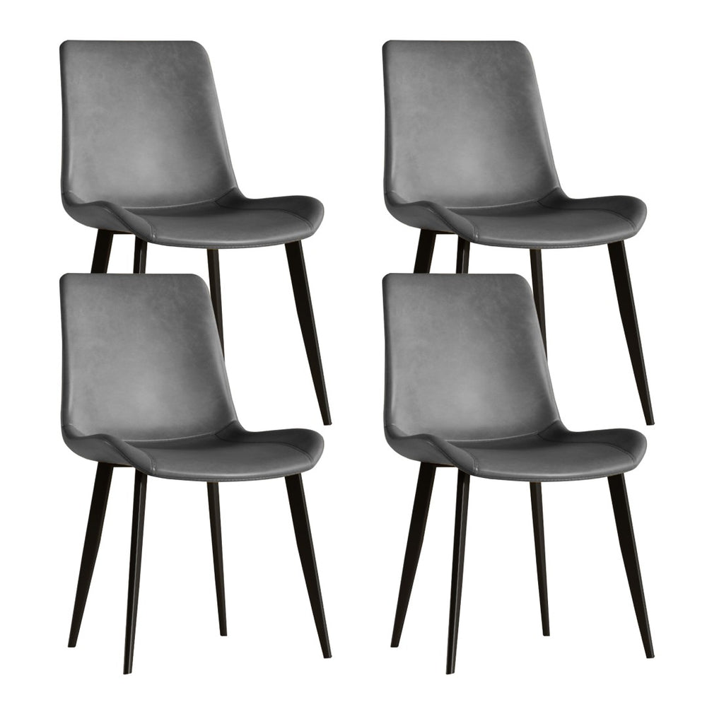 English Elm Dining Chairs Set of Four Gray Pu Leather Gold Leg Modern Kitchen Seating W2700P352198