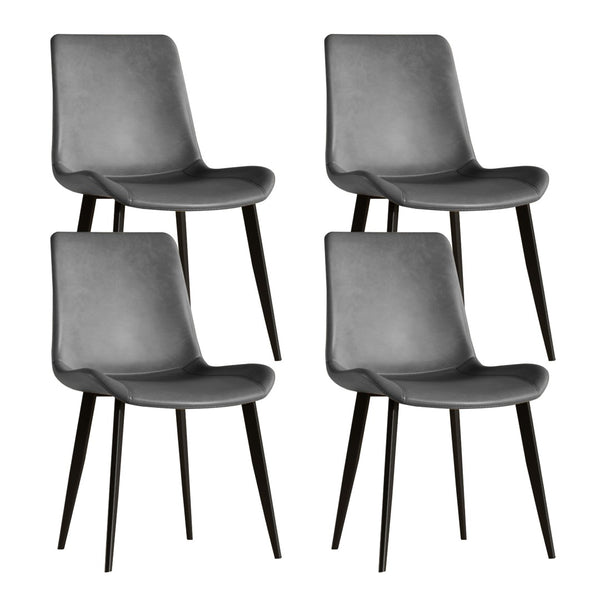 English Elm Dining Chairs Set of Four Gray Pu Leather Gold Leg Modern Kitchen Seating W2700P352198