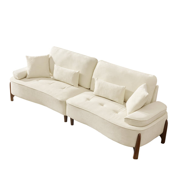 English Elm 103 Luxurious Cloud Velvet Sofa with High-Elastic Sponge Cushion, Deep-Seated Comfort for Living Spaces Beige W2290S00008