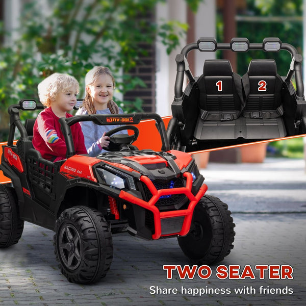 English Elm Qaba 24v Two Seat Kids Ride on Car with Dual Motors Spring Suspension Remote Red W2225P249872