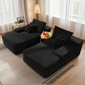 English Elm 81"cloud Dual Chaise Sectional Plush Fabric Deep Seat Sofa for Modern Living Room W3975S00026