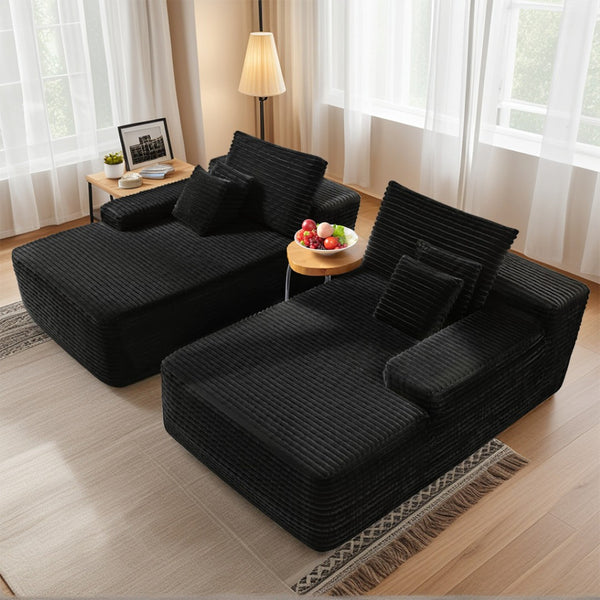English Elm 81"cloud Dual Chaise Sectional Plush Fabric Deep Seat Sofa for Modern Living Room W3975S00026