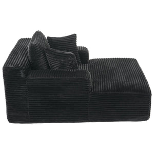 English Elm Full- Corduroy Chaise Lounge Sofa Bed 48.8" Deep Seating Modern Sleeper with Plush Pillows Black N719P288545B