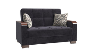 English Elm PrimeNest ZenAero X Upholstered Convertible Loveseat with Storage, Microfiber Comfort, Space-Saving Design Black B030P281766