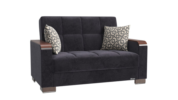 English Elm PrimeNest ZenAero X Upholstered Convertible Loveseat with Storage, Microfiber Comfort, Space-Saving Design Black B030P281766