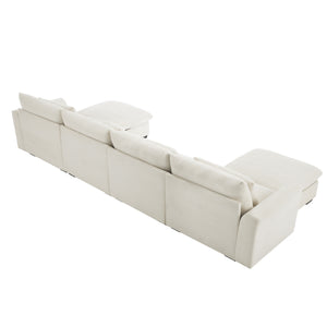 English Elm Corduroy L-Shaped Sectional Sofa With Storage Ottoman & Lumbar Pillows – Cozy Modern Comfort For Any Room W714S00641