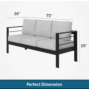 English Elm 5-piece Aluminum Outdoor Conversation Set Weatherproof Patio Lounge with Wpc Coffee Table Light Gray B082S00096