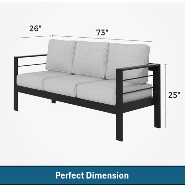 English Elm 5-piece Aluminum Outdoor Conversation Set Weatherproof Patio Lounge with Wpc Coffee Table Light Gray B082S00096