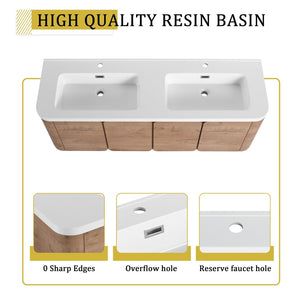 English Elm 60" Freestanding Double Sink Bathroom Vanity with Soft-close Doors and Three Drawers W999S00508
