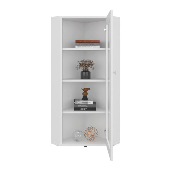 English Elm Genova Glass Door Display Cabinet Slim Modern Showcase for Collectibles and Decor B200P484463