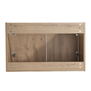 English Elm 30" Wall-Mounted Bathroom Vanity With Resin Sink & Side Cabinet For Modern Space-Saving Style W999S00219