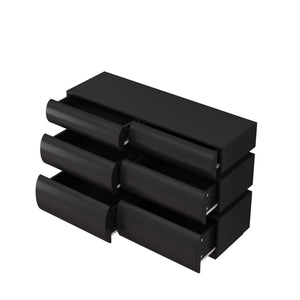 English Elm 6 Modern 6-Drawer Dresser Black No Handle Bedroom Chest with Wide Storage, Sleek Scratch-Resistant Design W757P318427