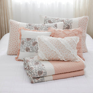 English Elm 6 Madison Park Dawn Cotton Percale Reversible Quilt Set with Paisley Pintuck Lace Trim King/Cal King Blush 17.72 L x 22.83 W x 7.09 H B035129025