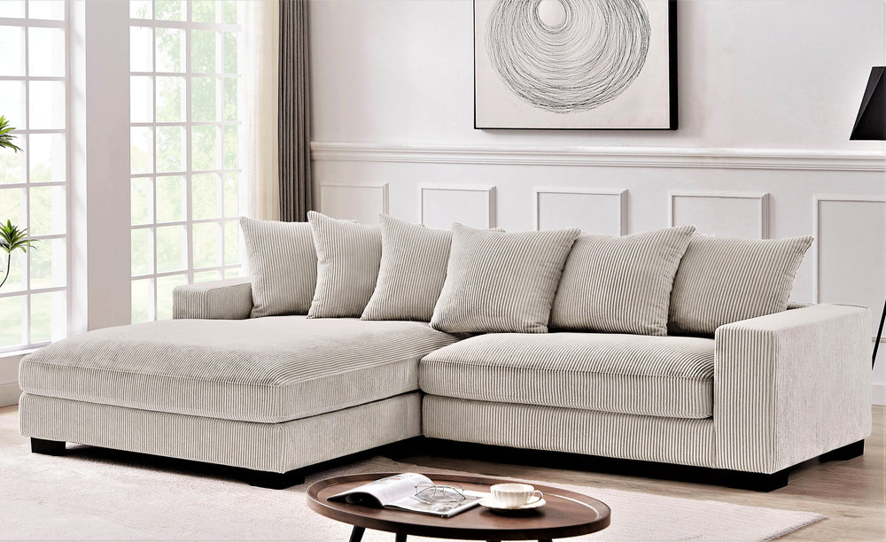 English Elm Luxe Oversized Two-Piece Left Facing Sectional Sofa In Ivory Corduroy – Stylish, Comfort & Versatile! B2735S00005