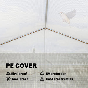 English Elm Garden Walk-in Tunnel Greenhouse with Galvanized Steel Frame and Uv-resistant Pe Cover White T3971P481639