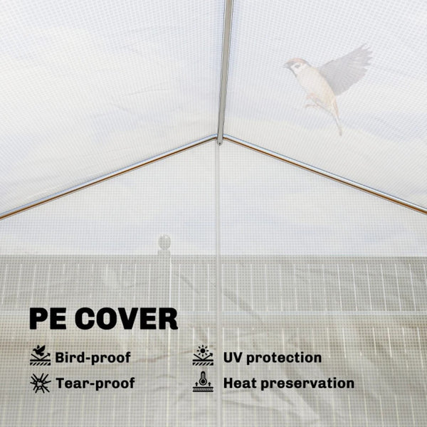 English Elm Garden Walk-in Tunnel Greenhouse with Galvanized Steel Frame and Uv-resistant Pe Cover White T3971P481639