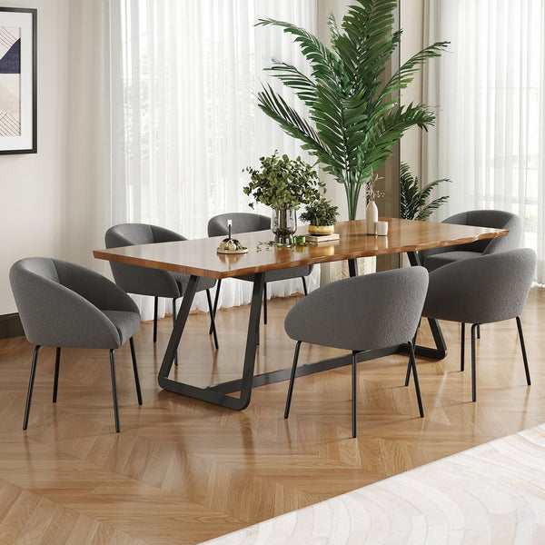 English Elm Kitchen Mid-Century Dining Chairs Set of 2 with Rattan Backrest, Cantilever Aluminum Legs, 300lb Capacity Gray T3623P408500