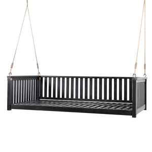 English Elm Topmax Acacia Wood Porch Swing Bed Sloped Frame Outdoor Lounger for Backyard Patio Black WF319383AAB