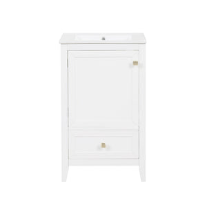 English Elm 20" Modern Bathroom Vanity With Soft-Close Door, Ceramic Sink & Storage Drawer For Small Spaces N725P185452K