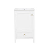 English Elm 20" Bathroom Vanity With Sink, Bathroom Cabinet With Soft Closing Door, Storage Rack and A Drawer, White