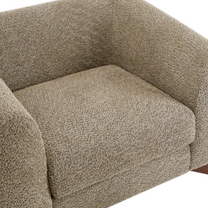 English Elm Christopher Knight Home® - Modern Upholstered Round Arm Accent Chair with Velvet Finish, Elegant Curved Back and Three Legs Design Light Brown 39.5 L x 32.5 W x 23.25 H N776P216196D