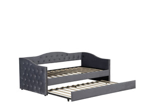 English Elm Twin Size Upholstered Daybed With Trundle & Usb Charging – Stylish Velvet Frame For Space-Saving Comfort W1670S00024-GIGA