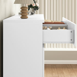 English Elm 8 Drawer Tall Chest Slim Particleboard Build Smooth Gliding Storage for Bedroom Closet White W409S00030