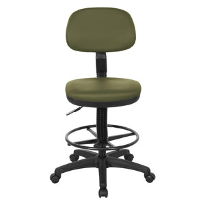 OSP Home Furnishings Sculptured Ergonomic Drafting Chair with Vinyl Upholstery for Studio and Lab Workspaces Dillon Sage DC517V-R106