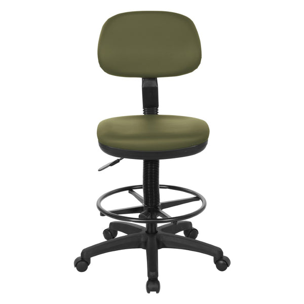 OSP Home Furnishings Sculptured Ergonomic Drafting Chair with Vinyl Upholstery for Studio and Lab Workspaces Dillon Sage DC517V-R106
