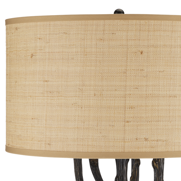 Mangrove Bronze Floor Lamp – Nature-Inspired Design with Unique Root Base and Grasscloth Shade