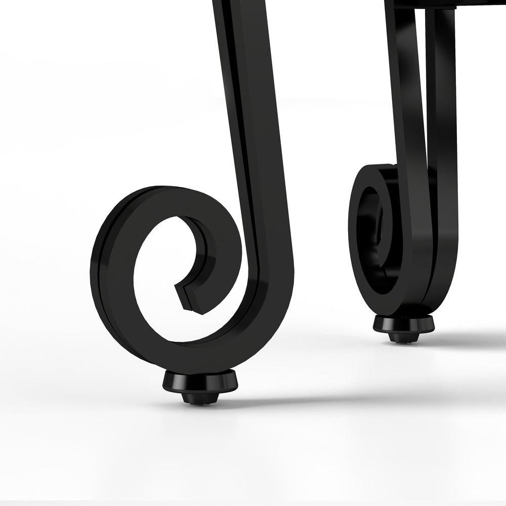 English Elm Modern Fancy Glass & Metal Console Table for Entryway — Black Tempered Glass, Sturdy Storage, Easy Assembly W2167P220519