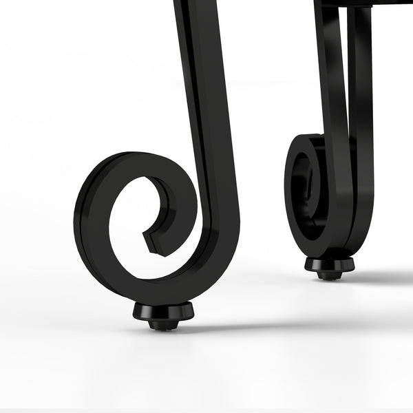 English Elm Modern Fancy Glass & Metal Console Table for Entryway — Black Tempered Glass, Sturdy Storage, Easy Assembly W2167P220519