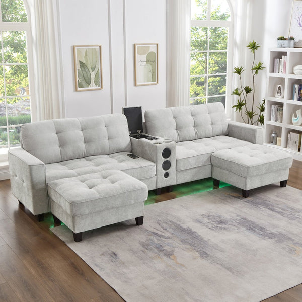 English Elm Swivel Barrel Accent Chair Chenille Tufted Round Club Seat for Living Room Lounge Light Grey N719S002290A