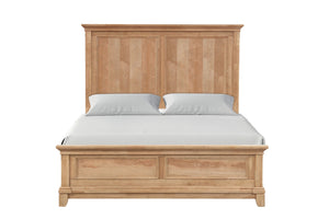 English Elm 3pc Farmhouse Queen Bed Set Plank Headboard Natural Oak Finish Dovetail Nightstands B2741S00945