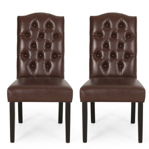 English Elm Christopher Knight Home® - HARRIET Tufted Upholstered Dining Chair Set of 2 with Crown Back Design, Durable Fabric Comfort Dark Brown 52322.00PUDBRN