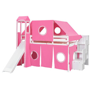English Elm Full Size Castle Loft Bed with Tent Canopy and Tower for Kids Playroom LT000569AAH-1