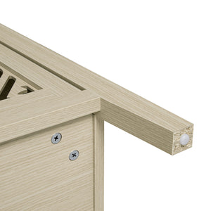 English Elm Hollowed-out Cabinet 4-Door Natural Finish with Carved Panels, Adjustable Shelves, Lockable Support, Solid Wood Feet W688P238047