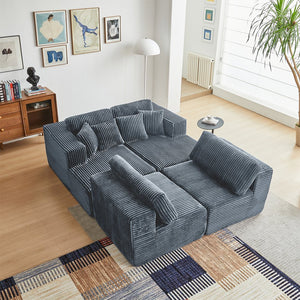 English Elm [New Plush Compressed Flannel U Shaped Sectional Sofa Couch Reversible Spacious 3-Pack Comfort and Support Grey W1765S00126