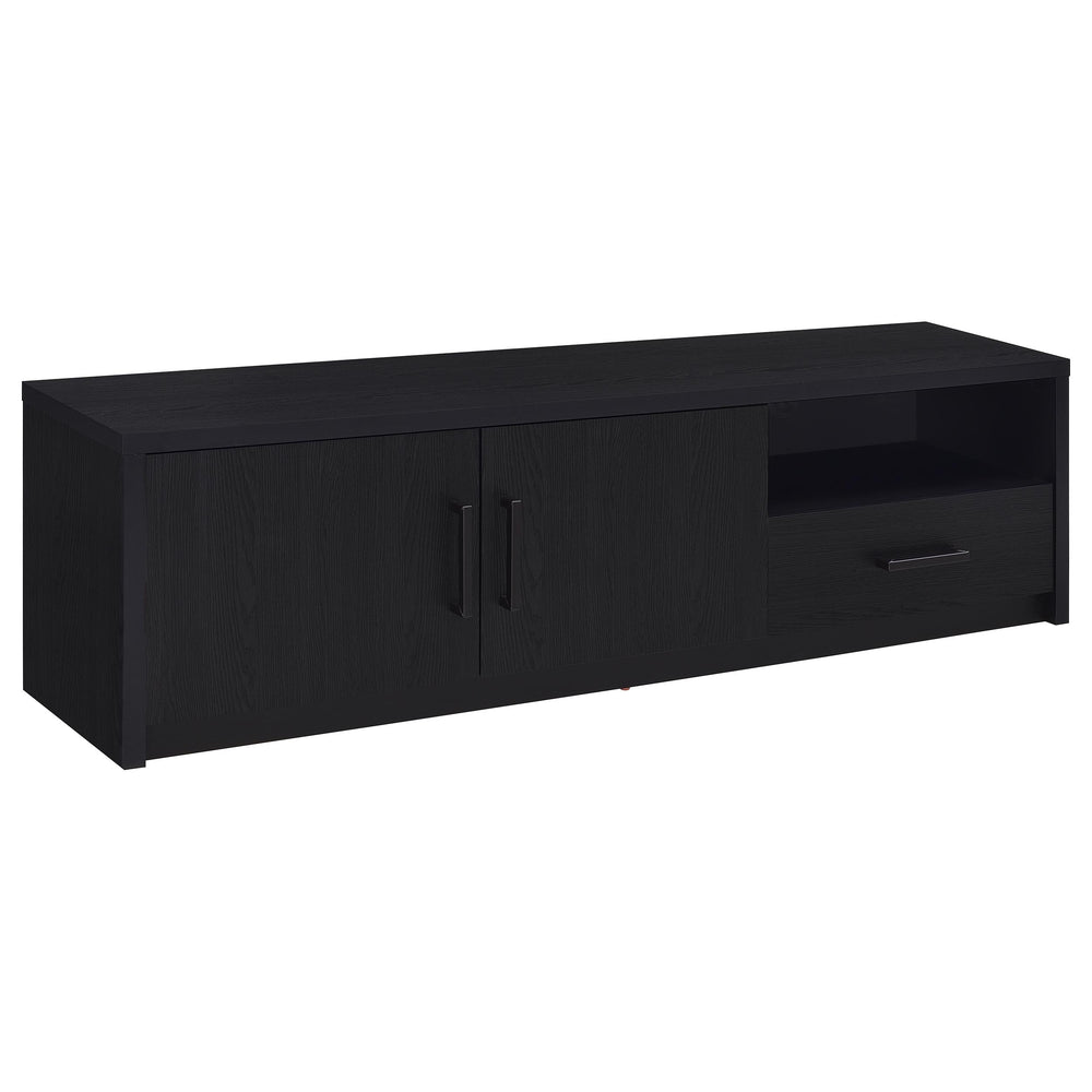 English Elm Ian Modern Black TV Stand Console with 2 Doors, Drawer & Shelf — Storage Media Center for 70" TVs B062P378249