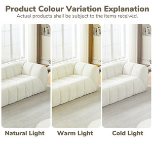 English Elm Chenille Cloud Sofa with Quilted Seat and Piano Key Backrest for Modern Living Rooms Beige W834S00635