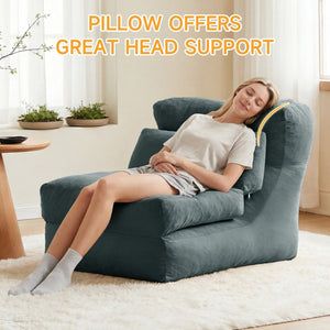 English Elm Cloud Corduroy Sleeper Chair Foldable High Density Foam Seat for Small Space Living Grey W1765P448641