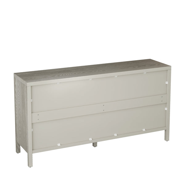 English Elm Sideboard Champagne 59" Modern Wood Buffet Cabinet with 4 Doors, Adjustable Shelves, 220lb Top Capacity W757P203146