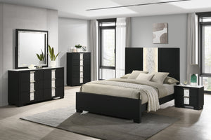 English Elm Contemporary Upholstered Queen Bed with Tufted Arched Headboard, Adjustable Height, Linen-Like Fabric Black,White 66 L x 49 W x 7 H B011S01498