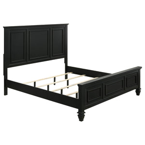 English Elm Aurillac Black Queen Panel Bed with Tall Headboard, Coastal Wood Trim, Clean Lines, Durable Black Finish B062S00935