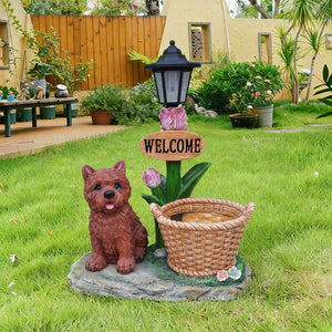 English Elm Labrador Solar Garden Statue with Led Glow and Built-in Succulent Planter Basin W5398P464248